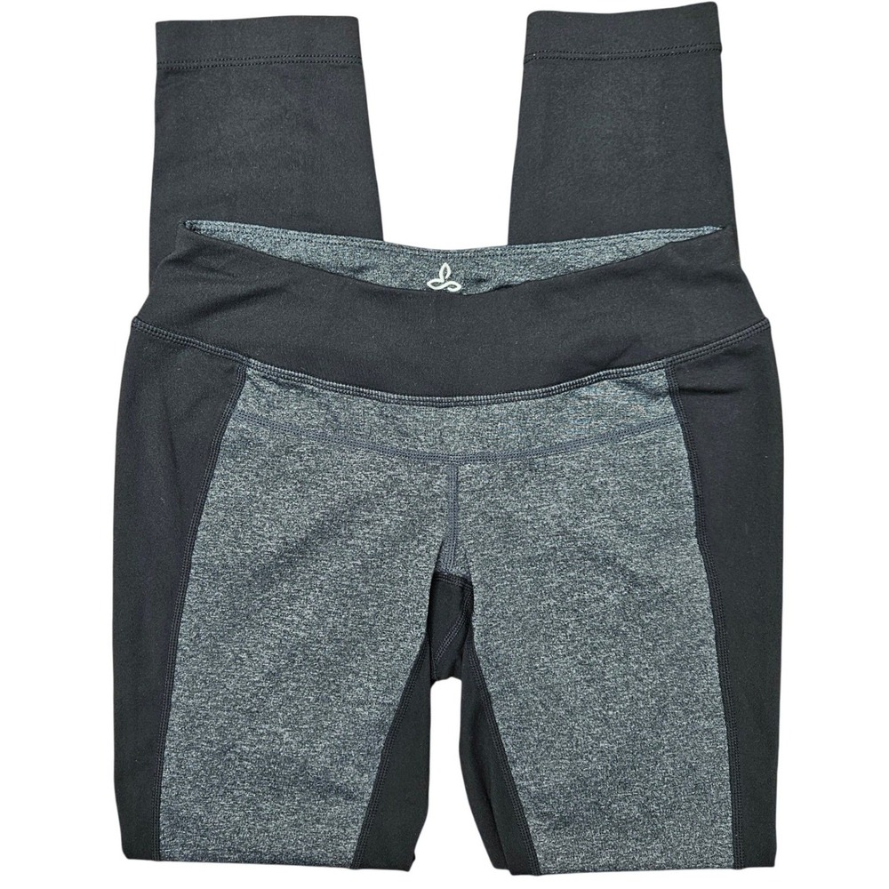 prAna Leggings Women XS Black Gray Colorblock Yoga Pilates Gym Activewear Pants